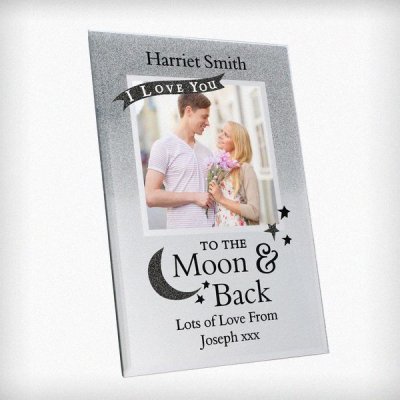 (image for) Personalised To the Moon and Back 4x4 Glitter Glass Photo Frame