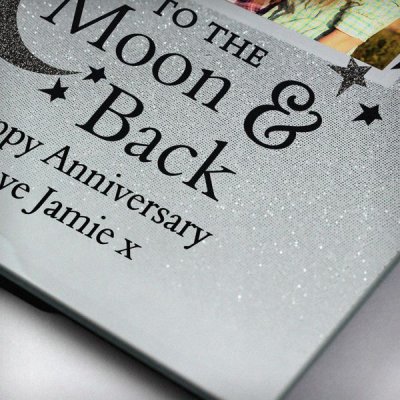 (image for) Personalised To the Moon and Back 4x4 Glitter Glass Photo Frame