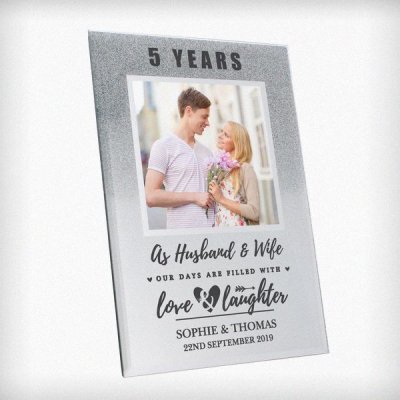 (image for) Personalised Anniversary 4x4 Glitter Glass Photo Frame