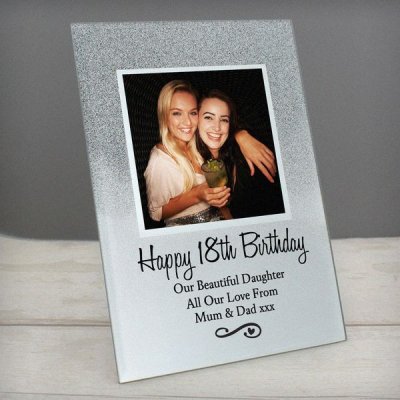 (image for) Personalised Heart & Swirl 4x4 Glitter Glass Photo Frame