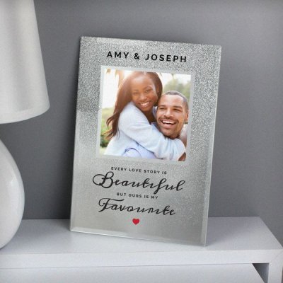 (image for) Personalised Every Love Story Is Beautiful 4x4 Glitter Glass Photo Frame