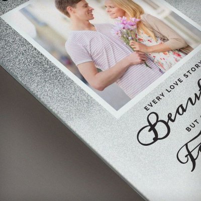 (image for) Personalised Every Love Story Is Beautiful 4x4 Glitter Glass Photo Frame