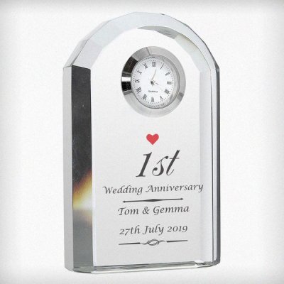 (image for) Personalised Heart Motif Crystal Clock