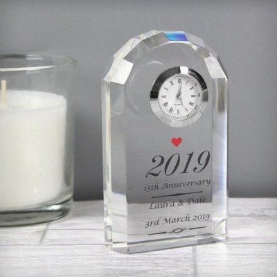 (image for) Personalised Heart Motif Crystal Clock