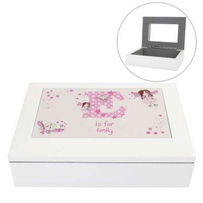 (image for) Personalised Fairy Letter White Jewellery Box