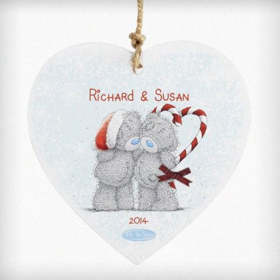 (image for) Personalised Me To You Couple Christmas Wooden Heart Decoration