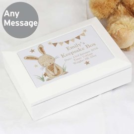 (image for) Personalised Hessian Rabbit Wooden Jewellery Box