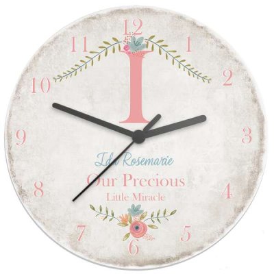 (image for) Personalised Floral Bouquet Shabby Chic Large Wooden Clock