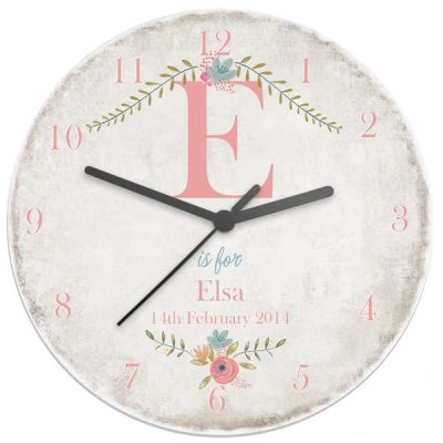 (image for) Personalised Floral Bouquet Shabby Chic Large Wooden Clock