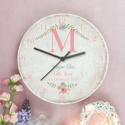 (image for) Personalised Floral Bouquet Shabby Chic Large Wooden Clock