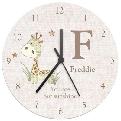 (image for) Personalised Hessian Giraffe Shabby Chic Large Wooden Clock