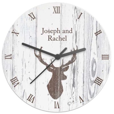 (image for) Personalised Highland Stag Shabby Chic Wooden Clock