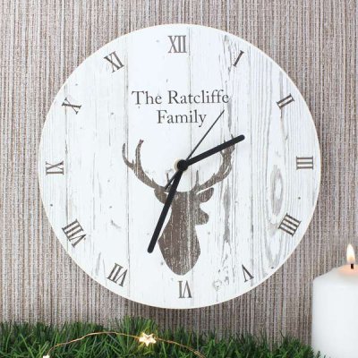 (image for) Personalised Highland Stag Shabby Chic Wooden Clock