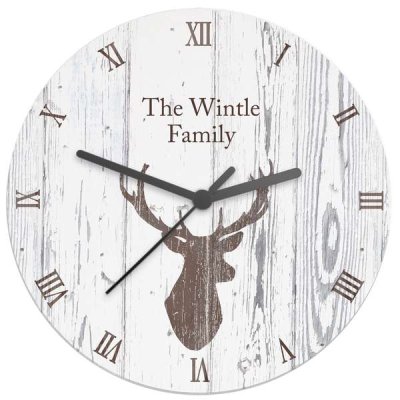 (image for) Personalised Highland Stag Shabby Chic Wooden Clock