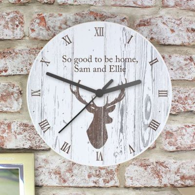 (image for) Personalised Highland Stag Shabby Chic Wooden Clock