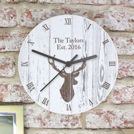 (image for) Personalised Highland Stag Shabby Chic Wooden Clock