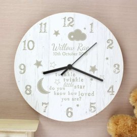 (image for) Personalised Twinkle Twinkle Shabby Chic Large Wooden Clock