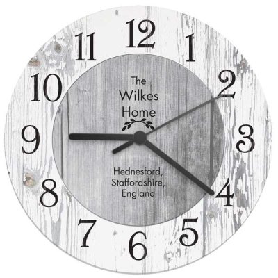 (image for) Personalised Any Message Shabby Chic Large Wooden Clock