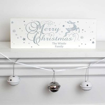 (image for) Personalised Silver Reindeer Mantel Block