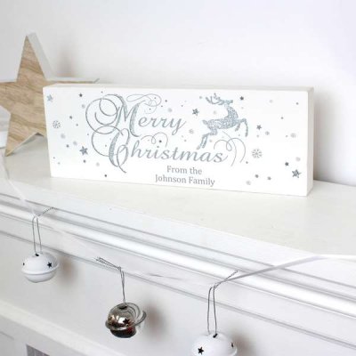 (image for) Personalised Silver Reindeer Mantel Block