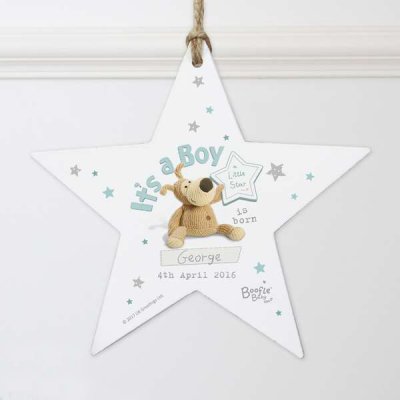 (image for) Personalised Boofle Its a Boy Wooden Star Decoration