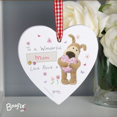 (image for) Personalised Boofle Flowers Wooden Heart Decoration