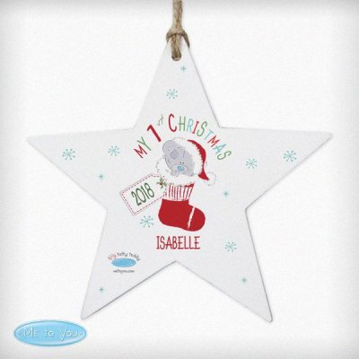 (image for) Personalised Tiny Tatty Teddy My 1st Christmas Stocking Wooden S