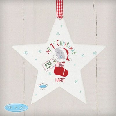 (image for) Personalised Tiny Tatty Teddy My 1st Christmas Stocking Wooden S