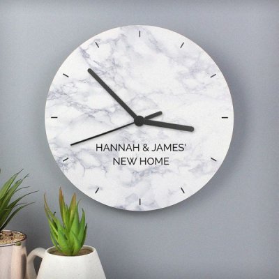 (image for) Personalised Marble Effect Wooden Clock