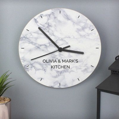 (image for) Personalised Marble Effect Wooden Clock