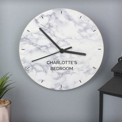 (image for) Personalised Marble Effect Wooden Clock