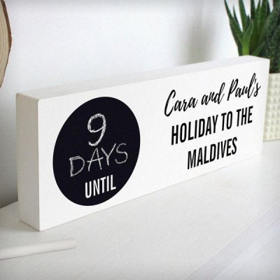 (image for) Personalised Classic Chalk Countdown Wooden Block Sign