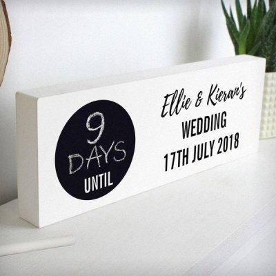 (image for) Personalised Classic Chalk Countdown Wooden Block Sign