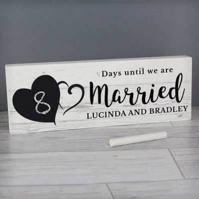 (image for) Personalised Rustic Chalk Countdown Wooden Block Sign