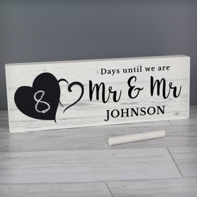 (image for) Personalised Rustic Chalk Countdown Wooden Block Sign