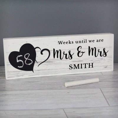 (image for) Personalised Rustic Chalk Countdown Wooden Block Sign