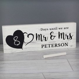 (image for) Personalised Rustic Chalk Countdown Wooden Block Sign