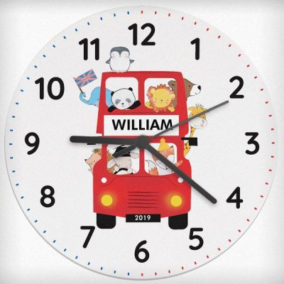 (image for) Personalised London Animal Bus Wooden Clock