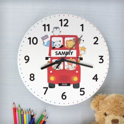 (image for) Personalised London Animal Bus Wooden Clock