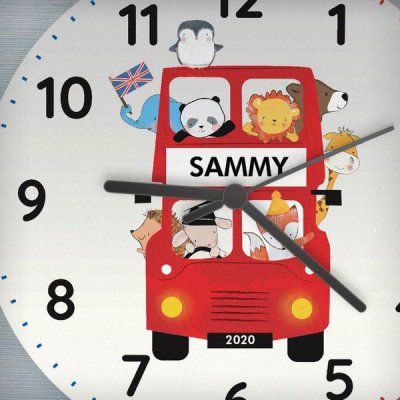 (image for) Personalised London Animal Bus Wooden Clock