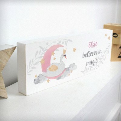 (image for) Personalised Swan Lake Wooden Block Sign