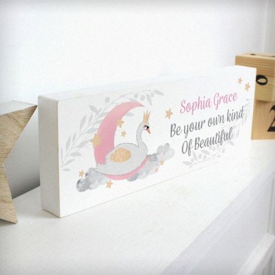 (image for) Personalised Swan Lake Wooden Block Sign