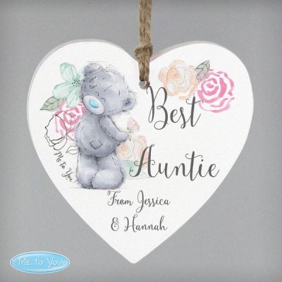 (image for) Personalised Me to You Floral Wooden Heart Decoration