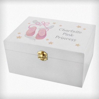 (image for) Personalised Swan Lake Ballet White Wooden Keepsake Box