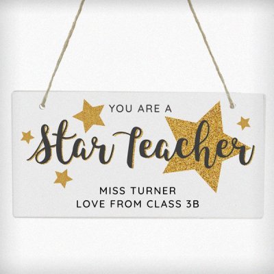 (image for) Personalised You Are A Star Teacher Wooden Sign