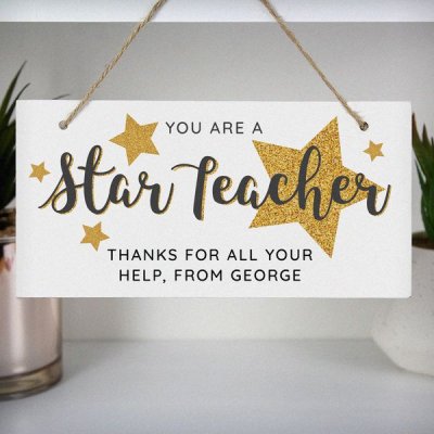 (image for) Personalised You Are A Star Teacher Wooden Sign