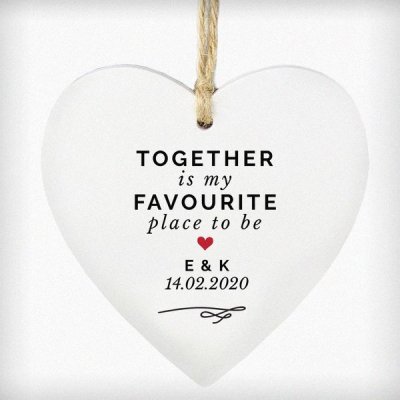 (image for) Personalised Together Is My Favorite Place Wooden Heart Decoration