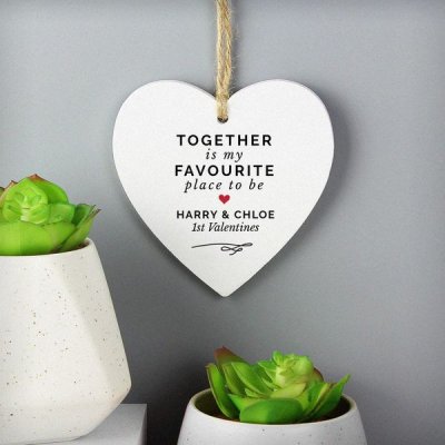 (image for) Personalised Together Is My Favorite Place Wooden Heart Decoration