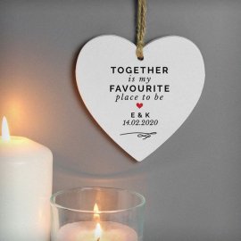 (image for) Personalised Together Is My Favorite Place Wooden Heart Decoration