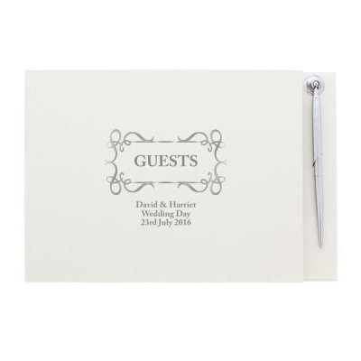 (image for) Personalised Hardback Guest Book & Pen Swirl Design